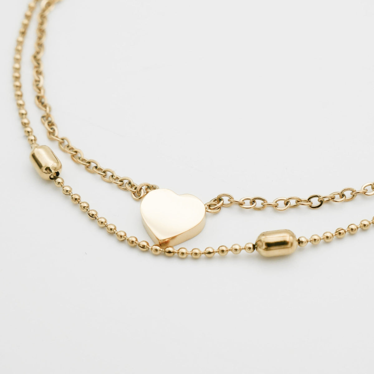 Raisa – Double Anklet with Hearts and Pearls