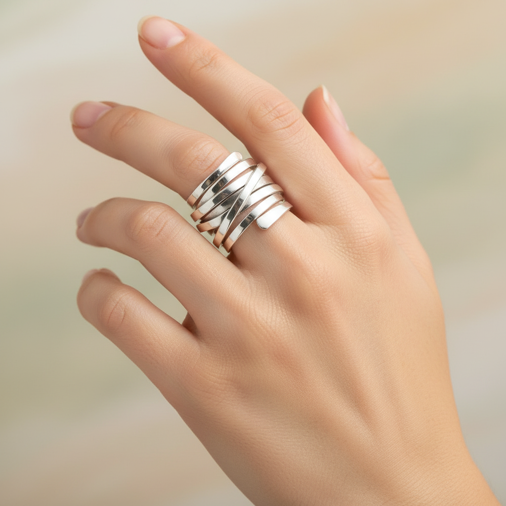 Valena – Structured Silver Ring