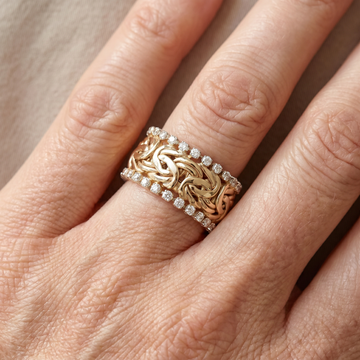 Lydia – Jewelry item crafted from braided gold featuring zirconia