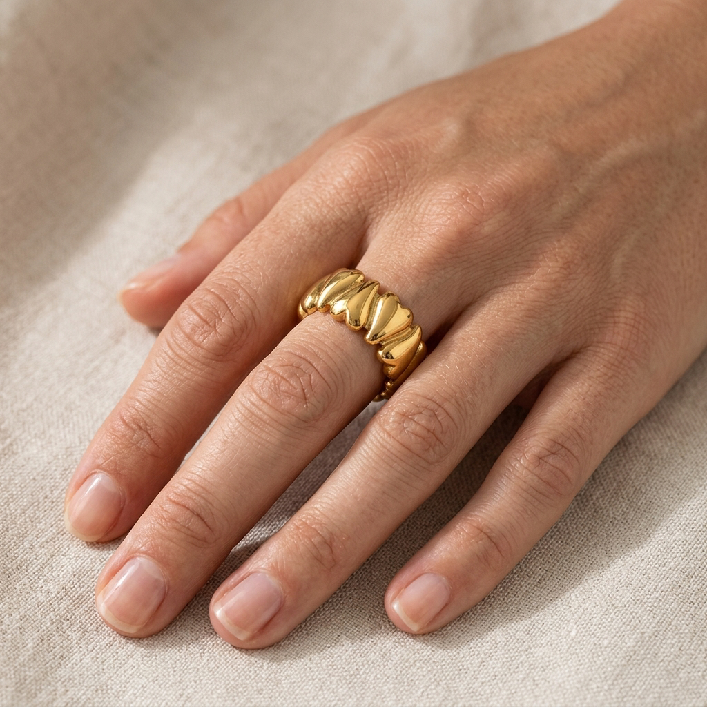 Elena - Wobbly Heart Gold Ring