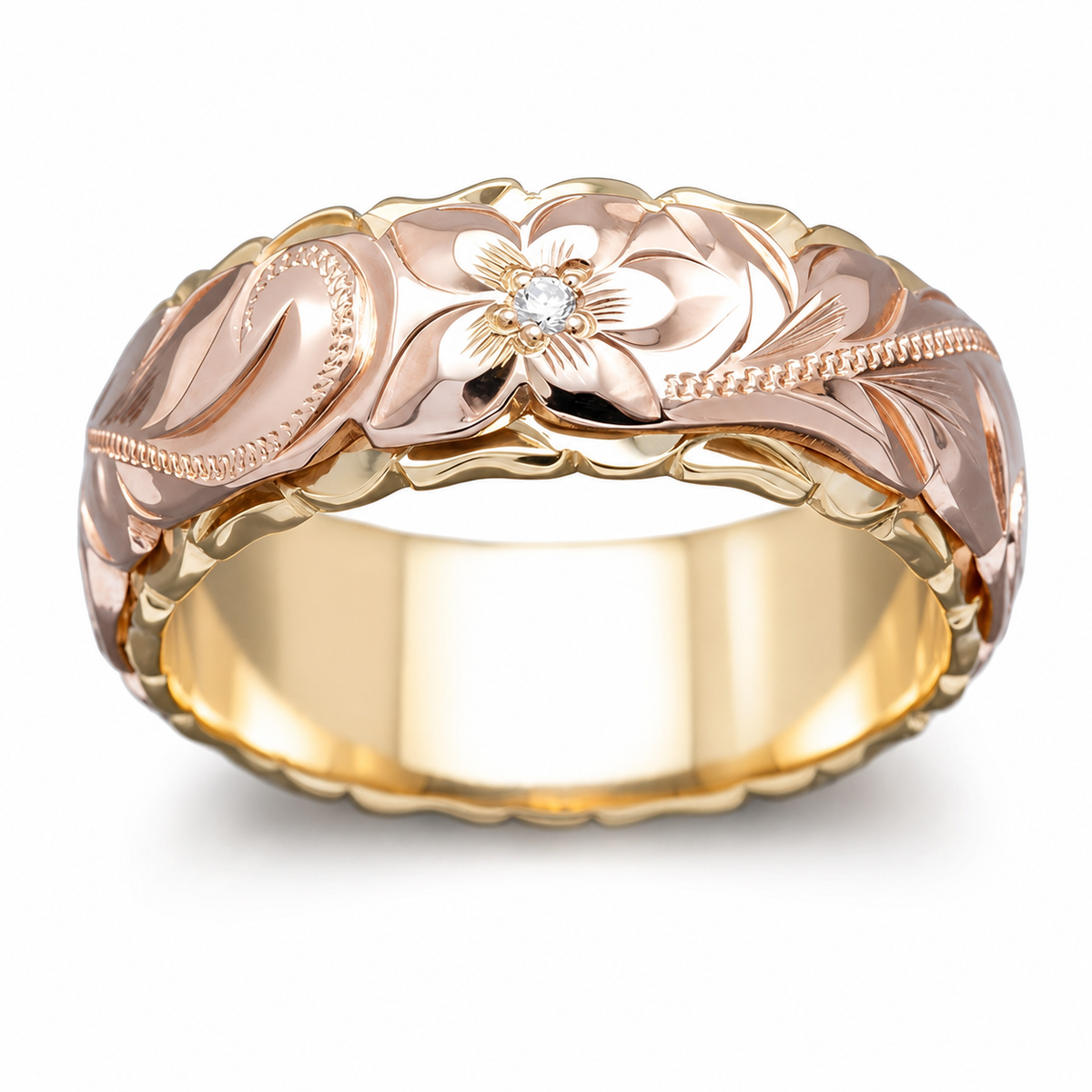 Rosalie – Vintage ring featuring a rose plant in gold