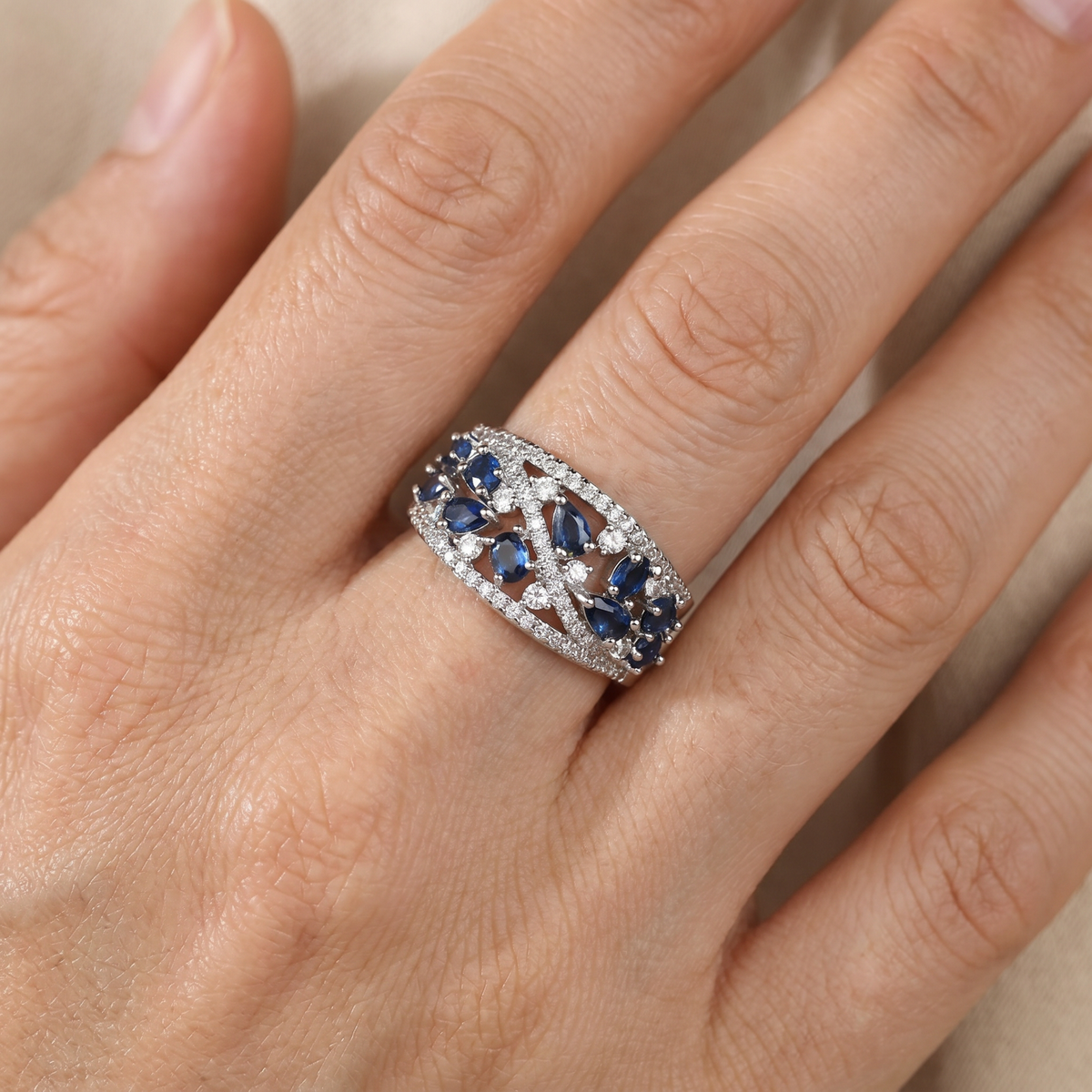 Julie – Vintage Ring with Blue Zircon and Gold Accent