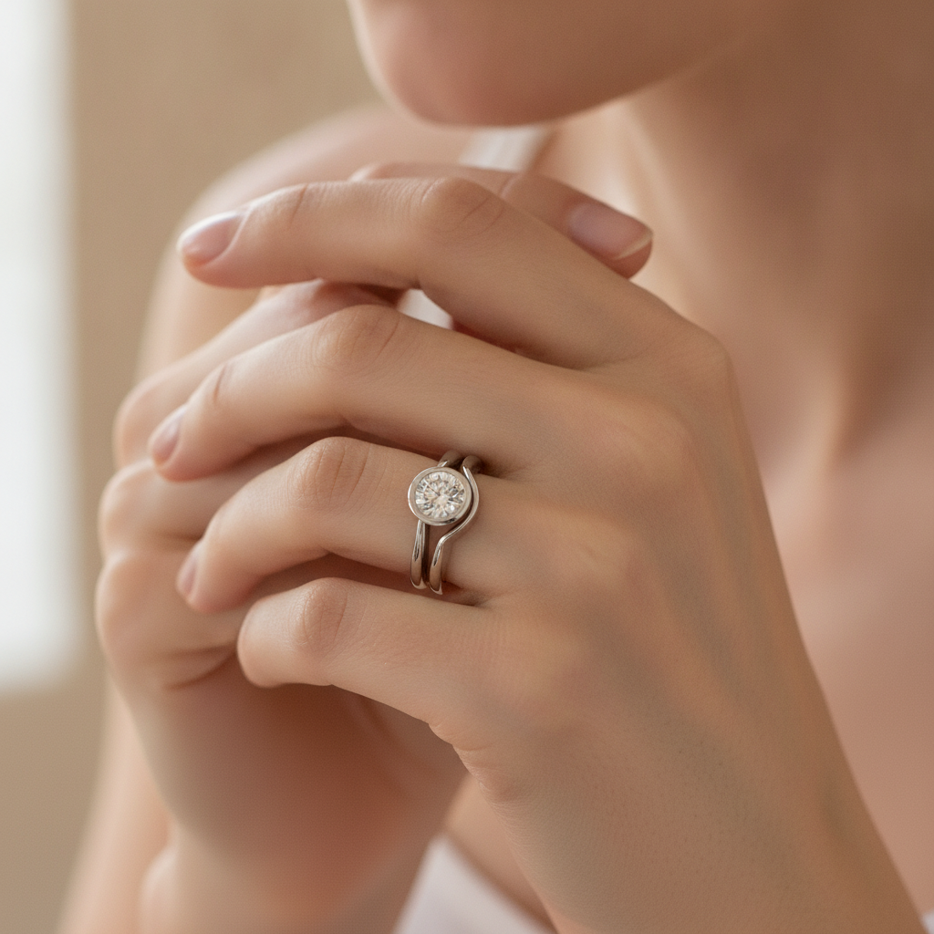Aria – Classic Silver Ring with Round Clear Crystal