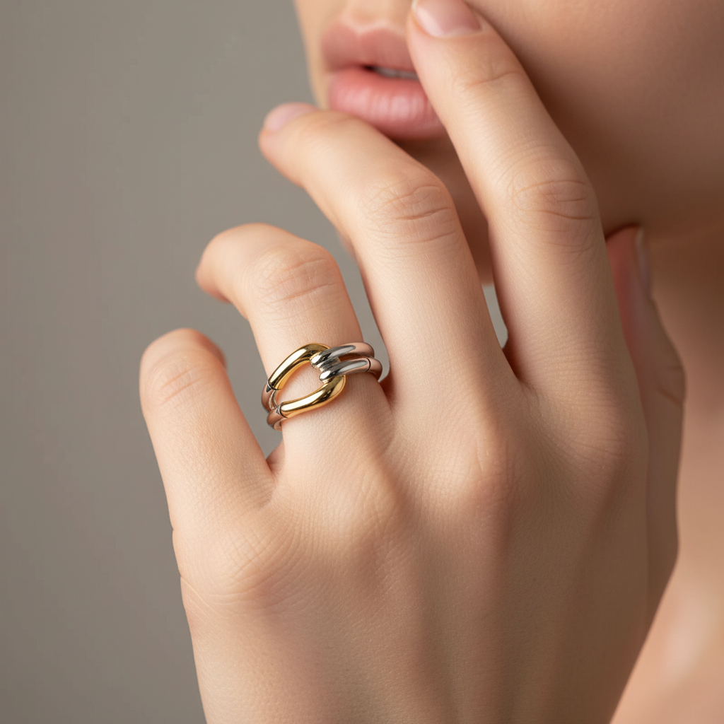 Althéa – Vintage ring featuring a knot design in gold and silver