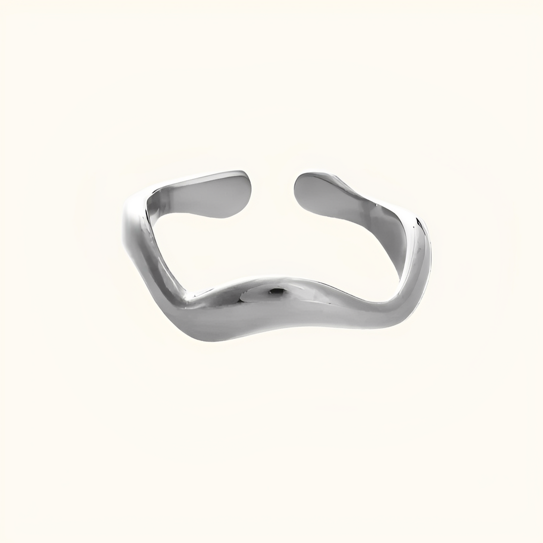 Theva – Open Water Wave Ring in Titanium Steel