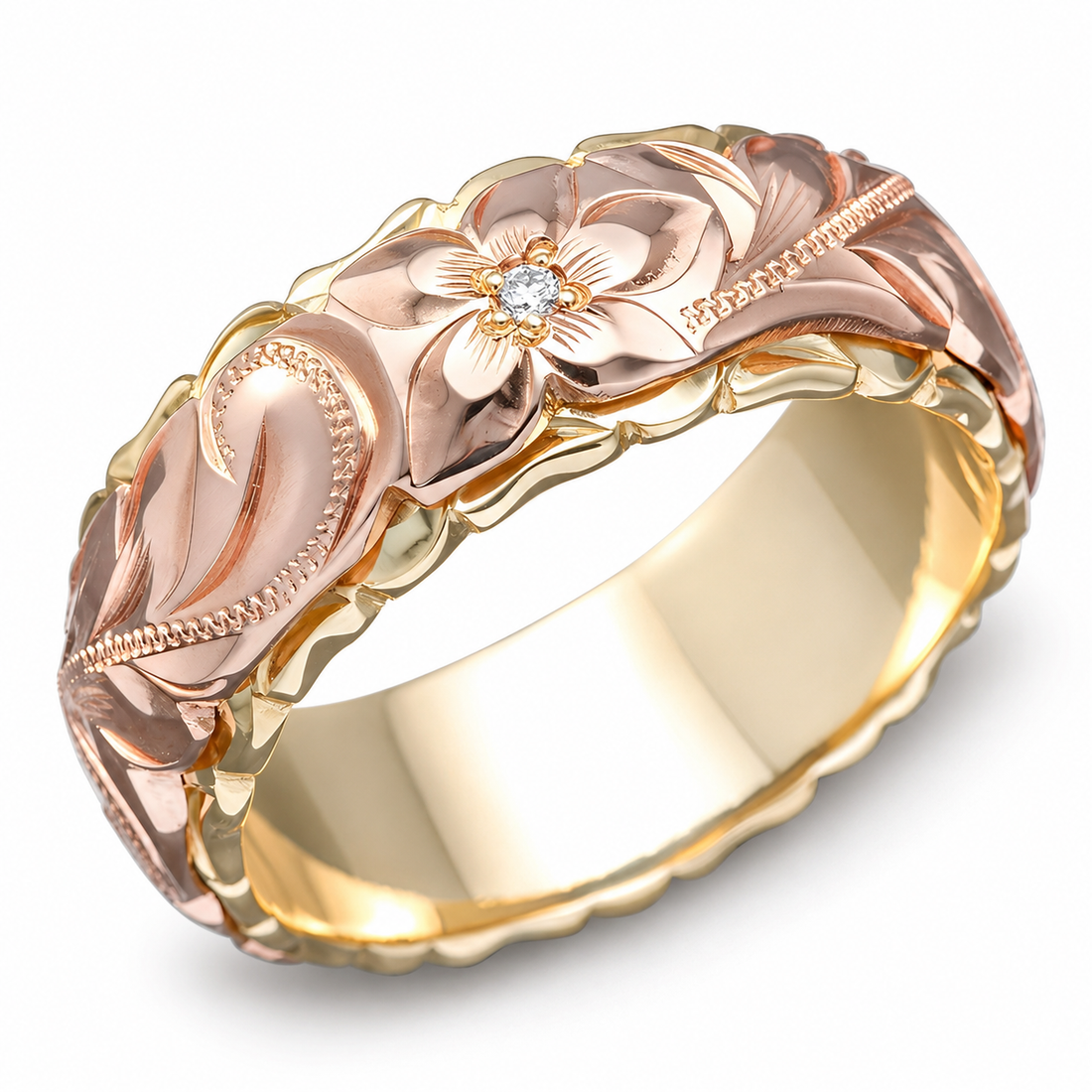 Rosalie – Vintage ring featuring a rose plant in gold
