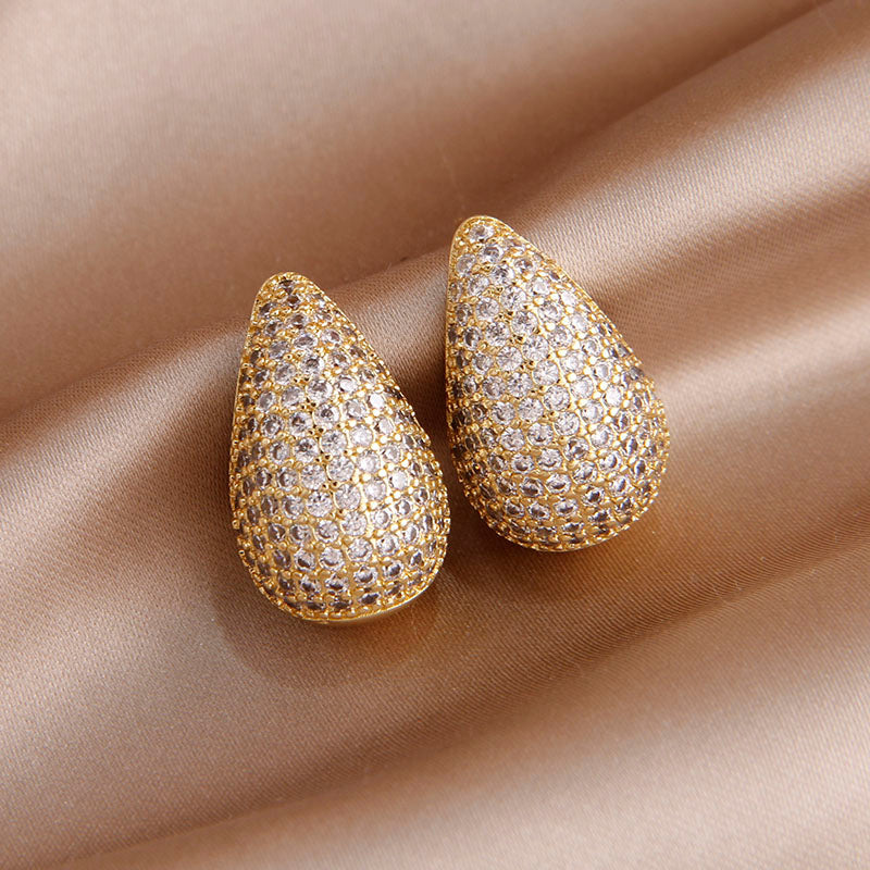 Drop Diamond Ear Studs - Inlay Diamond Earring