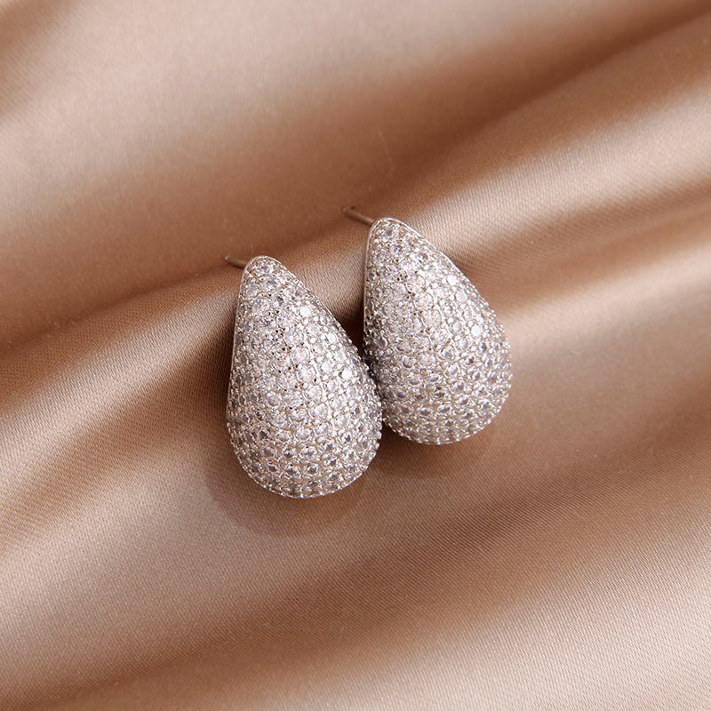 Drop Diamond Ear Studs - Inlay Diamond Earring