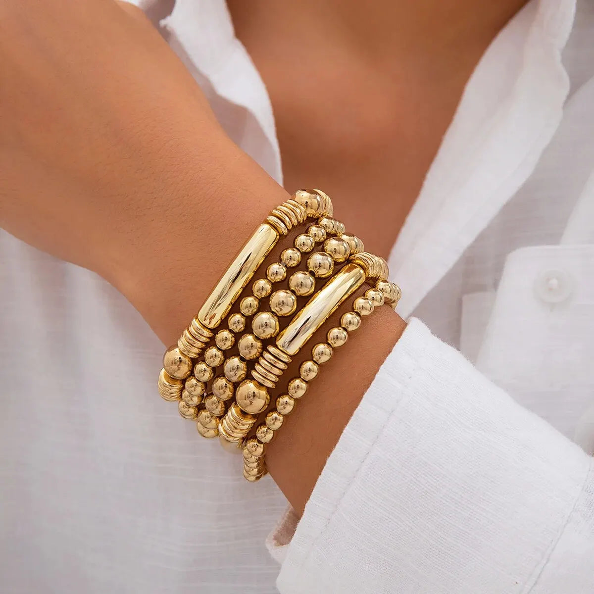 Mira – Set of 5 stackable bead bracelets