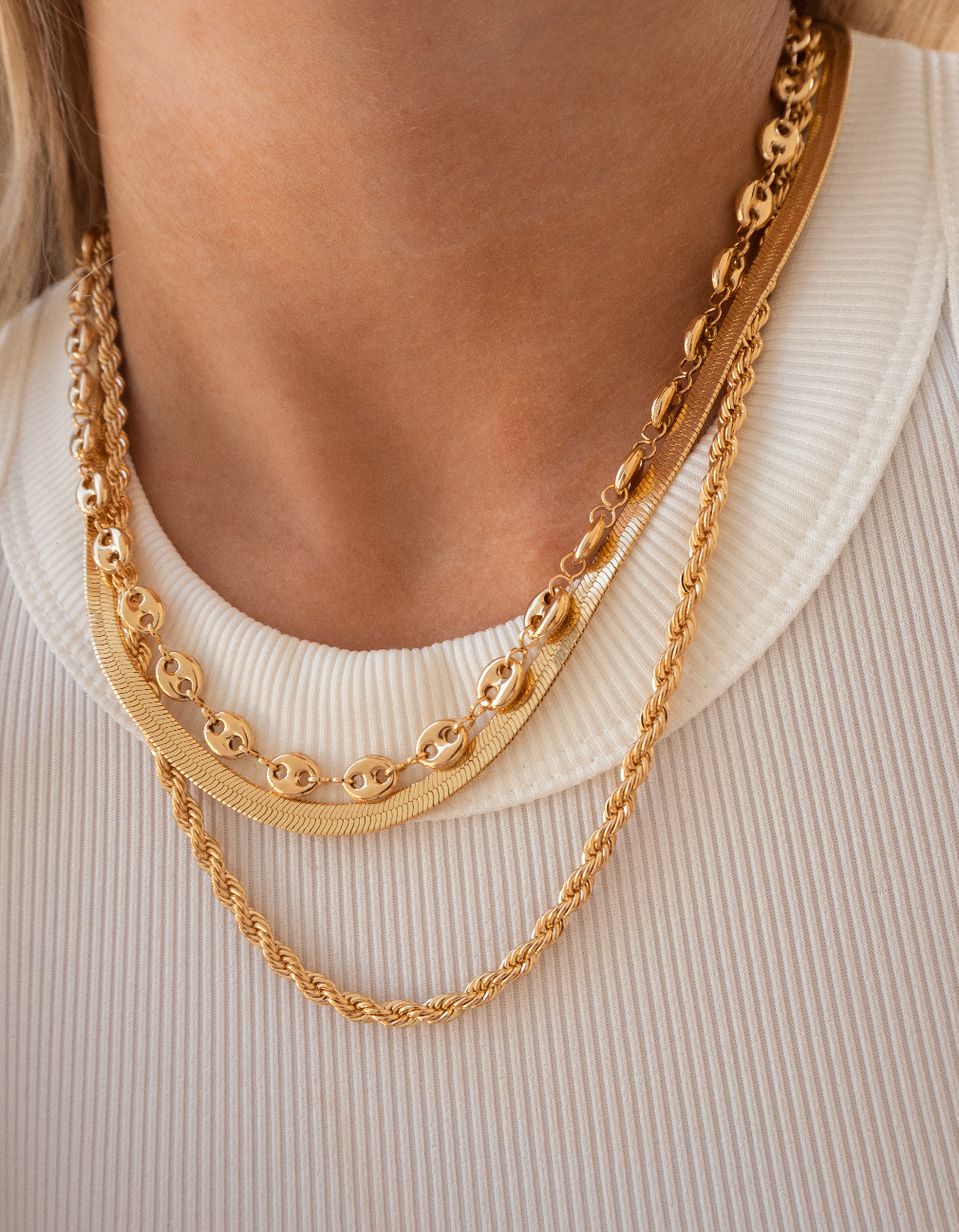 Layered Oval Chain Necklace