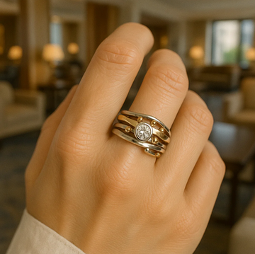 Rhian – Vintage Gold Ring Set with Zirconium