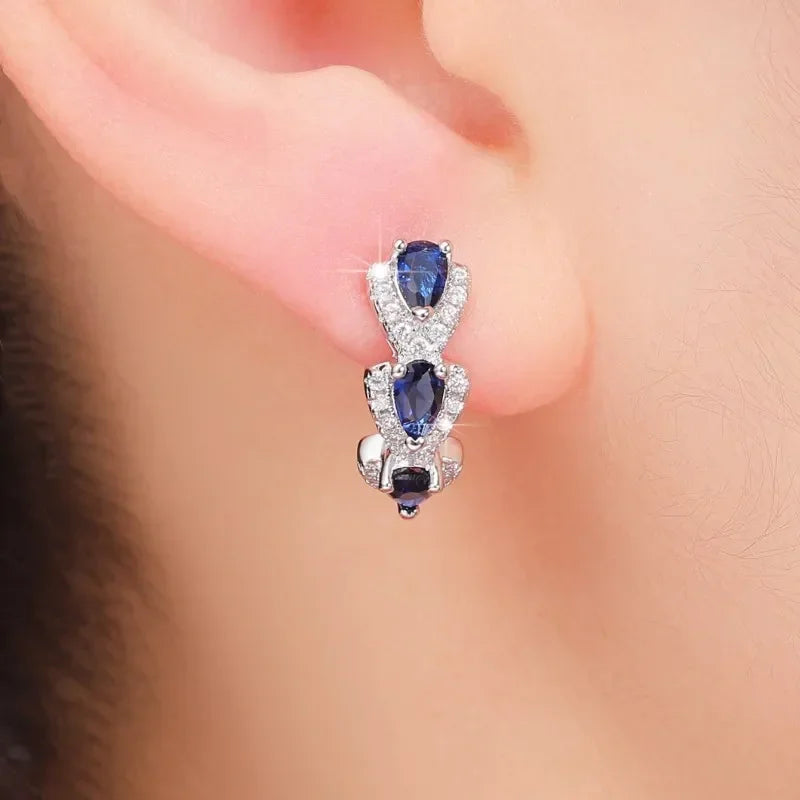 Ellie – Royal Blue Earrings with Sapphire, Stylish