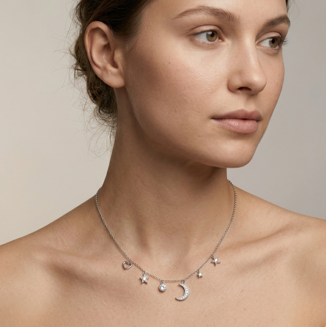 Silver Stainless Steel Charm Necklace