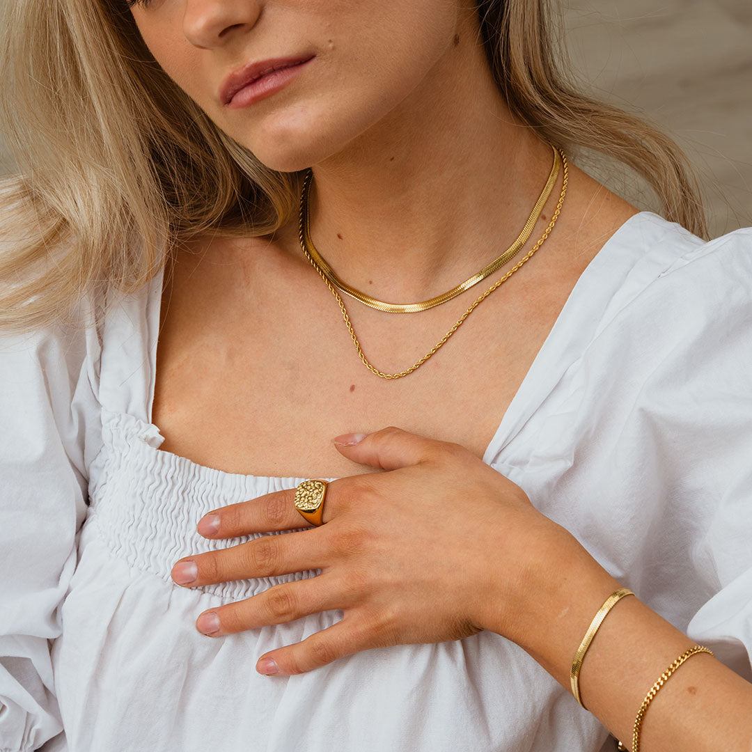 Tiana – Twisted Cord Chain & Flat Snake Chain Gold Plated