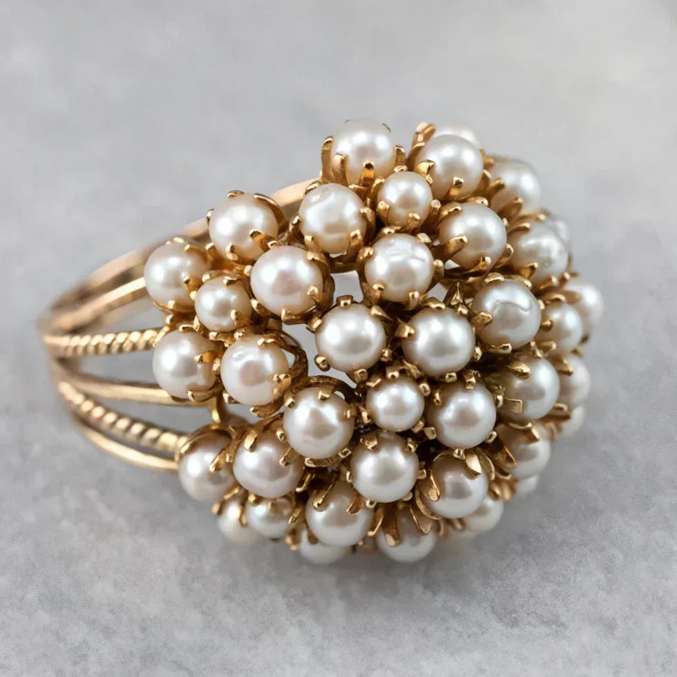 Alma – Gold-Plated Ring with Pearls