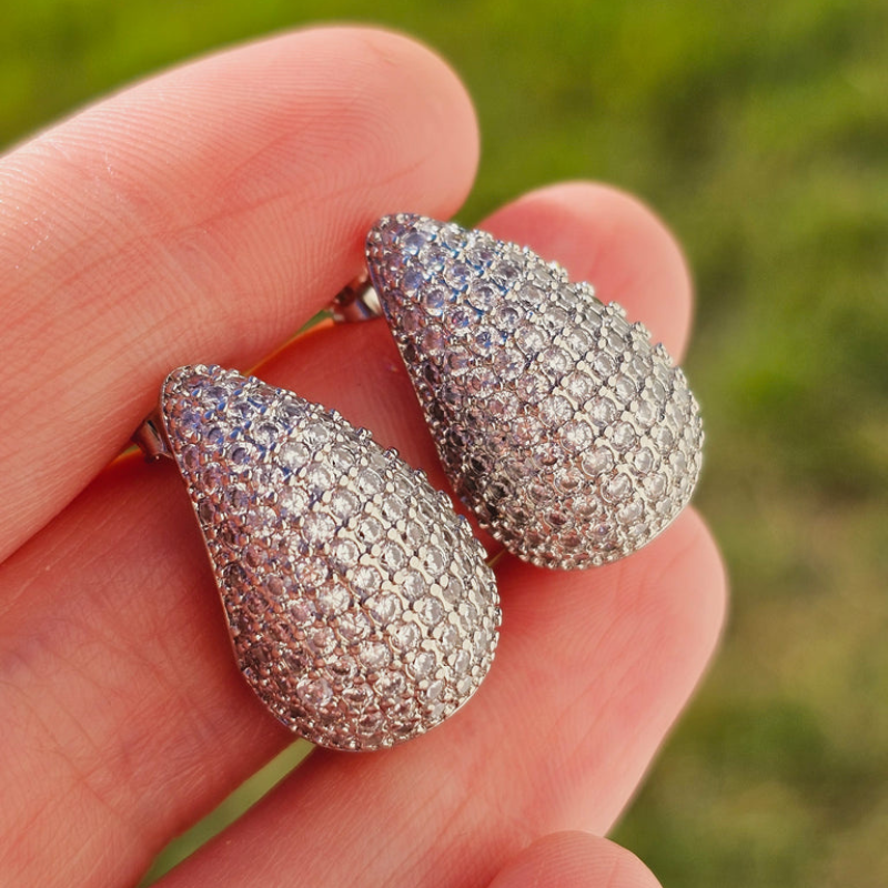 Drop Diamond Ear Studs - Inlay Diamond Earring