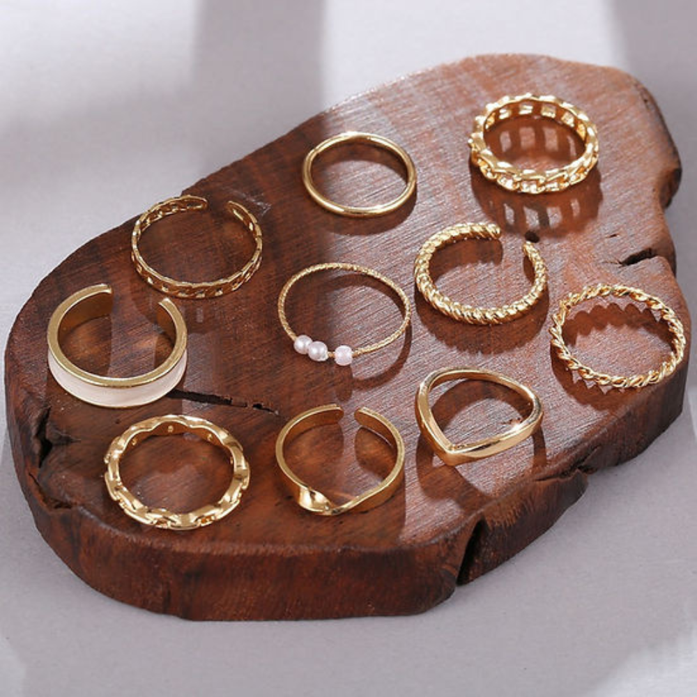 10 pieces stylish rings - Trendy Mix & Match Rings