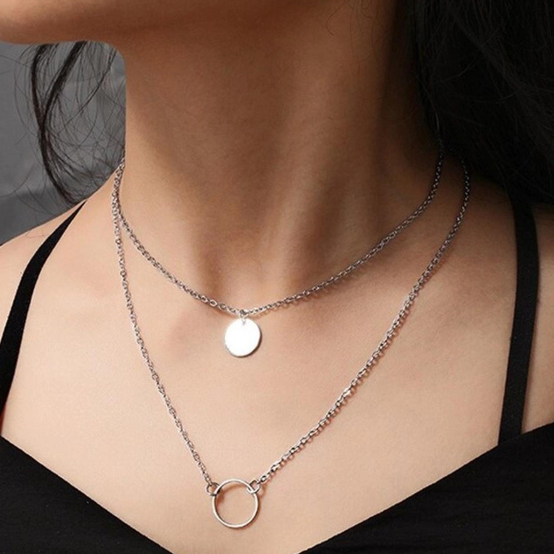 Round Pendant - Multi-Layered Necklace