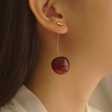 Dark Cherry Earrings - Extended Drop Earrings