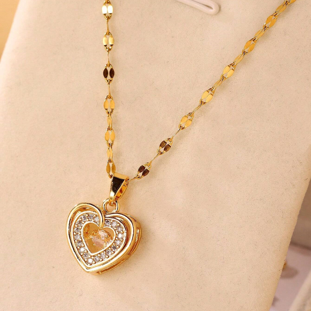 Double Layer Necklace with Love Heart Pendant