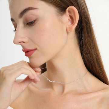 Diamond Smile Necklace - Delicate Diamond Necklace