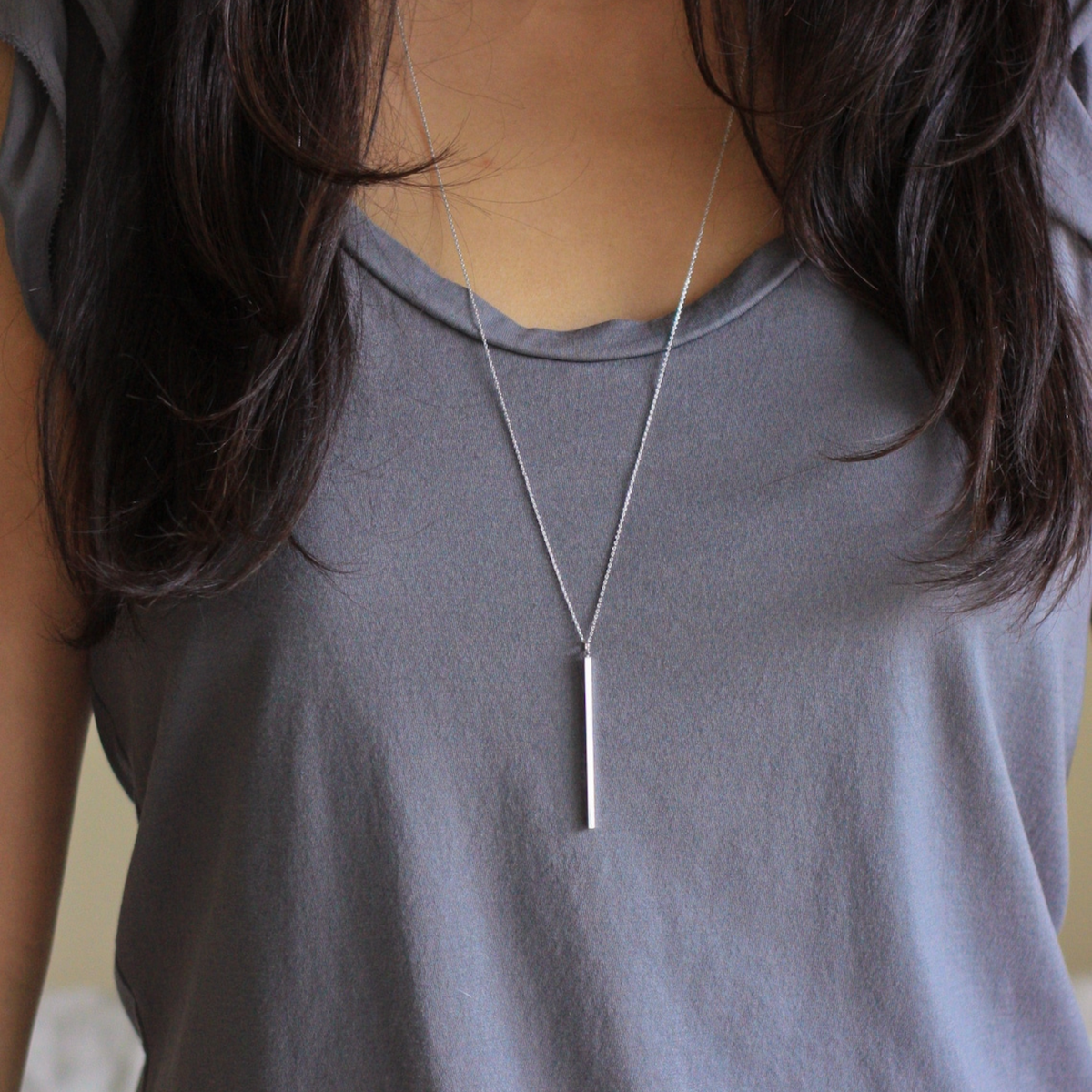 Stylish Bar Necklace - Vertical Bar Pendant