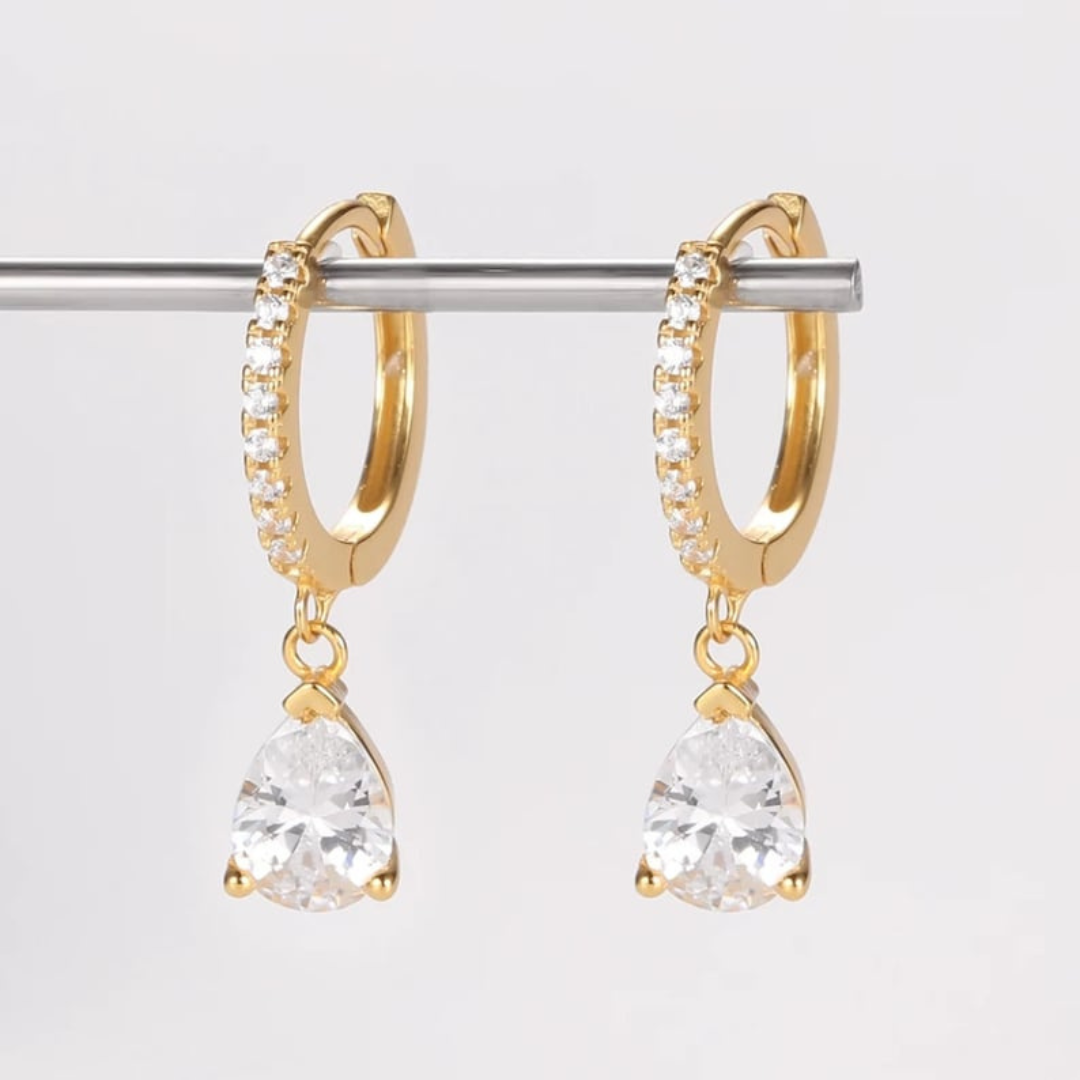 Sparkling Drop Earrings - Quality Zirconia Huggies