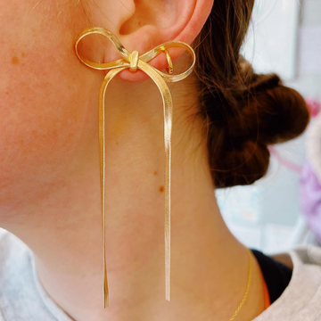 Extended Bow Tassel Earrings - Band Earrings