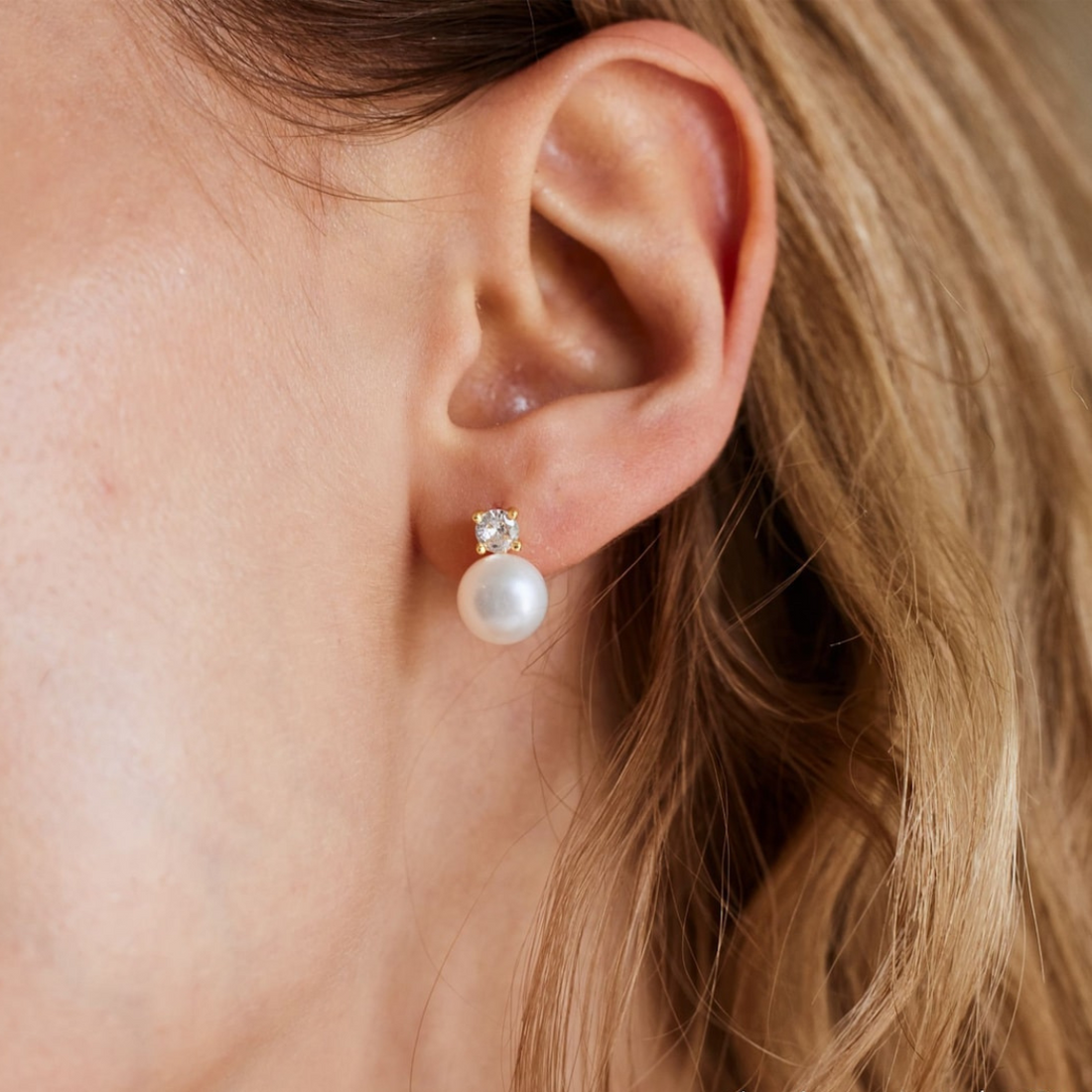 Stud Earrings with Pearls - Beautifully Crafted CZ Earrings