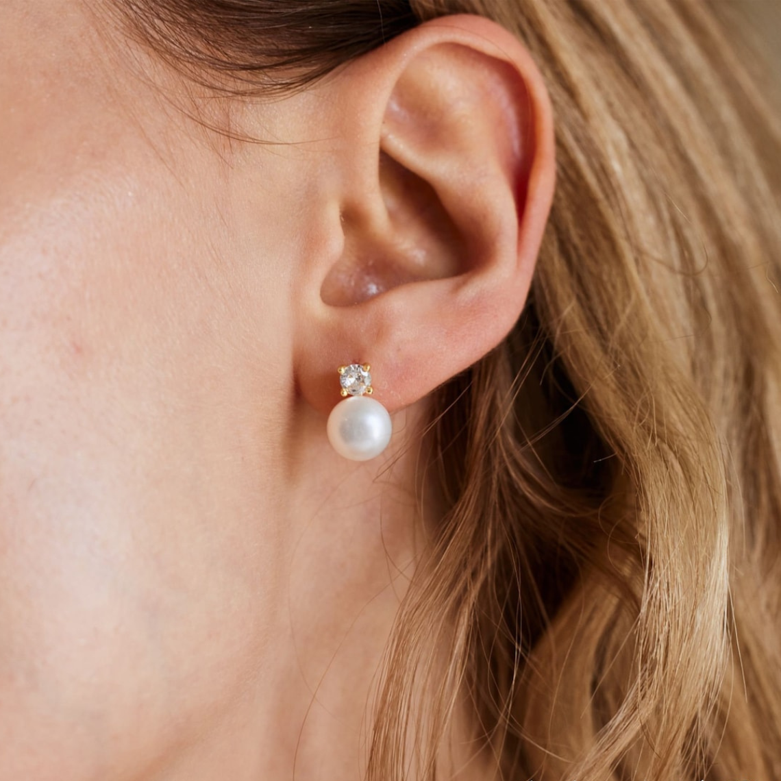 Stud Earrings with Pearls - Beautifully Crafted CZ Earrings