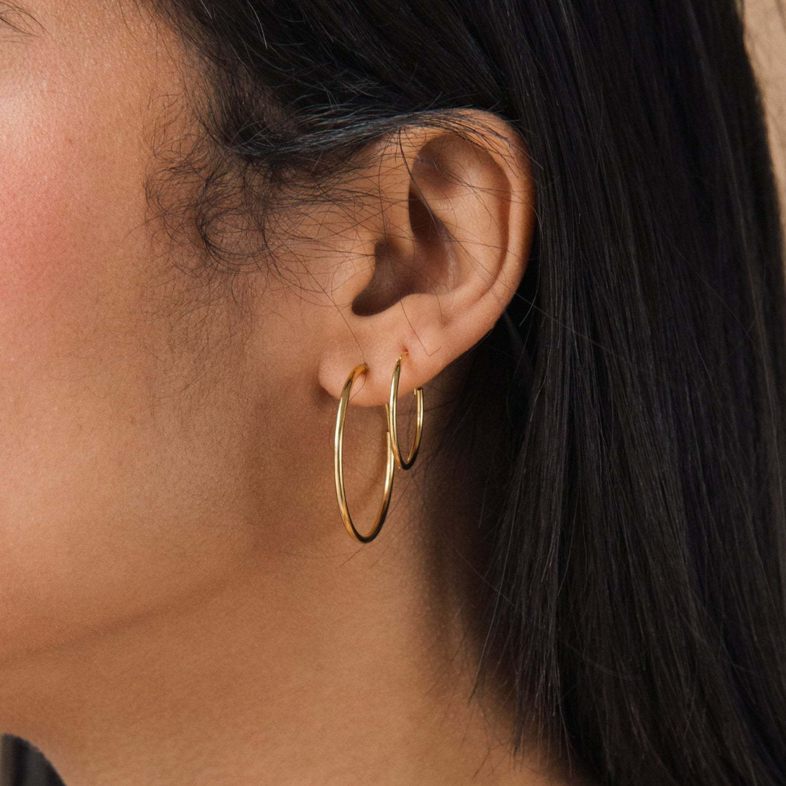Featherlight Hoops - Gold and Silver Earring Set (4 Pieces)