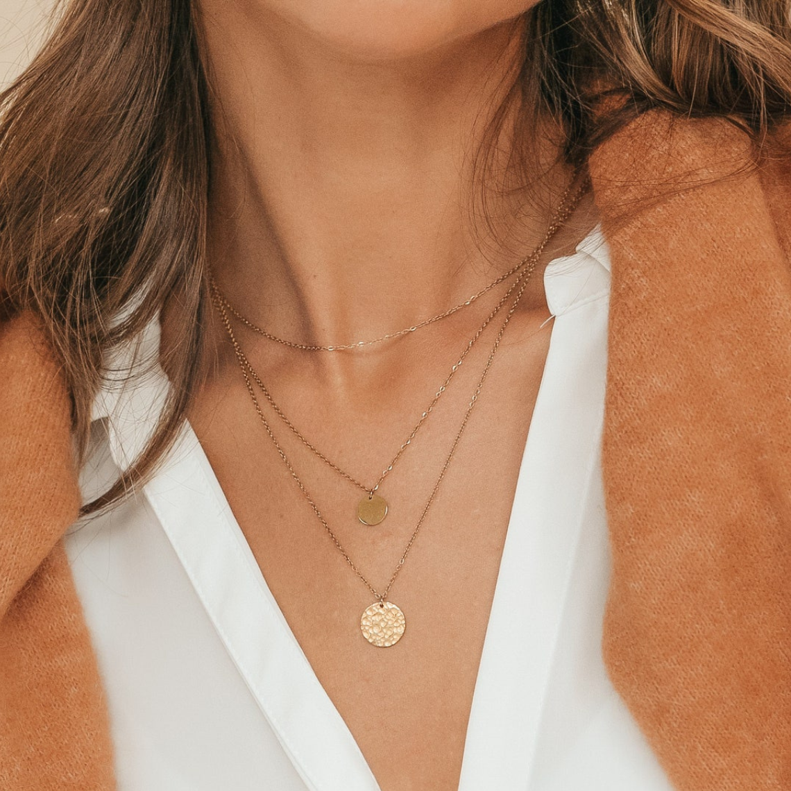 Collection of Circular Pendants - Necklace Featuring 3 Layers of Discs