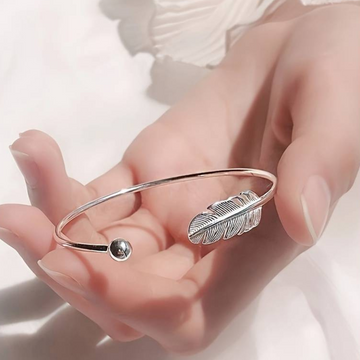 Silver Feather Bracelet - Feather Bangle