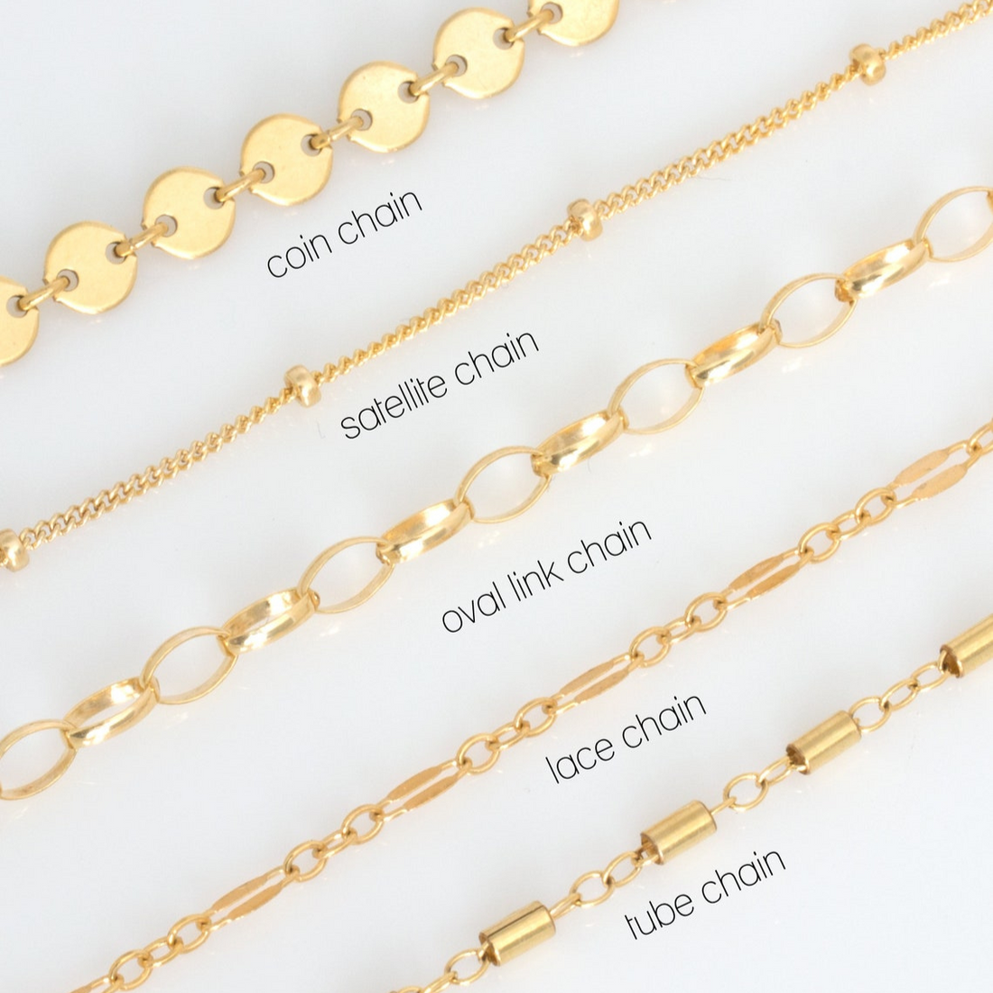 Disc Bracelet with Tube Chains - Set of Stacked Bracelets