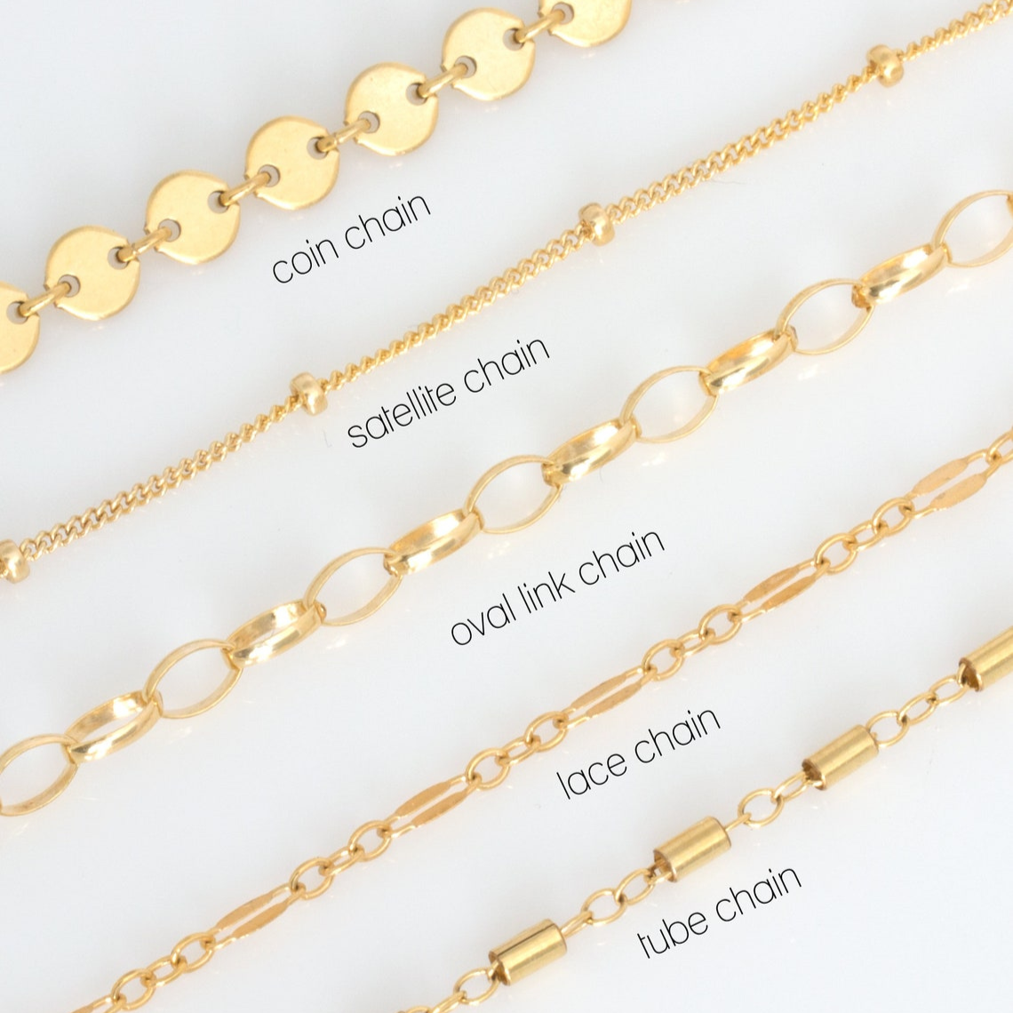 Disc Bracelet with Tube Chains - Set of Stacked Bracelets