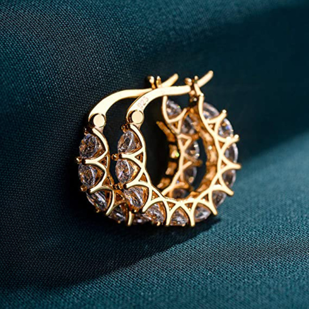 Zircon Hoop Earrings - Diamond Charm Hoops
