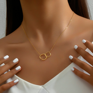 Double Bow Necklace - Interconnected Pendant