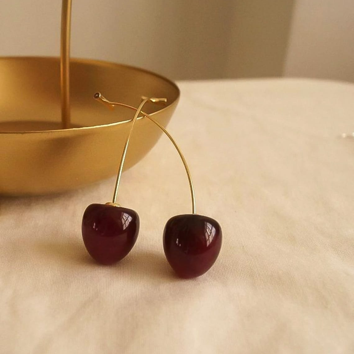Dark Cherry Earrings - Extended Drop Earrings