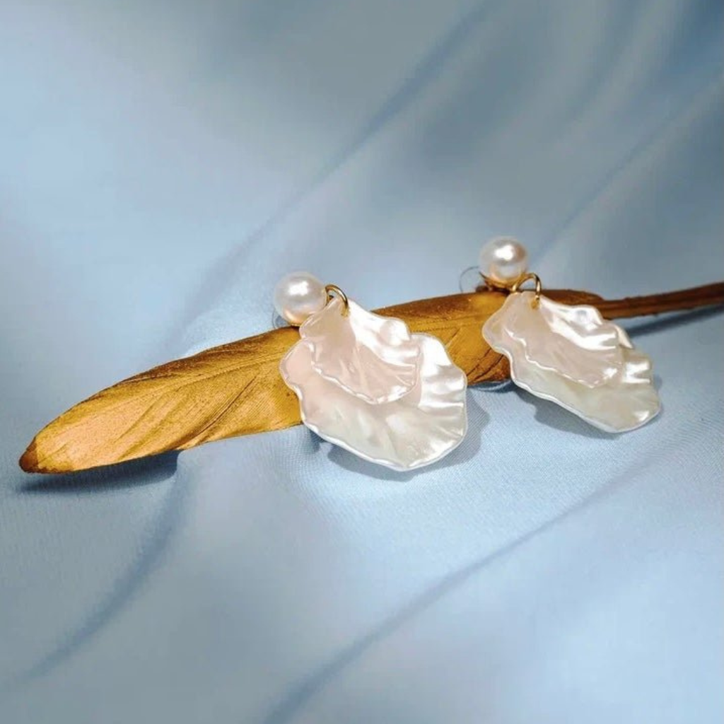 Starfish Shimmering Pearl - Dangling Starfish Earrings