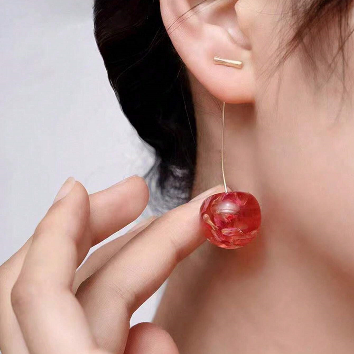 Dried Cherries - Long Cherry Earrings