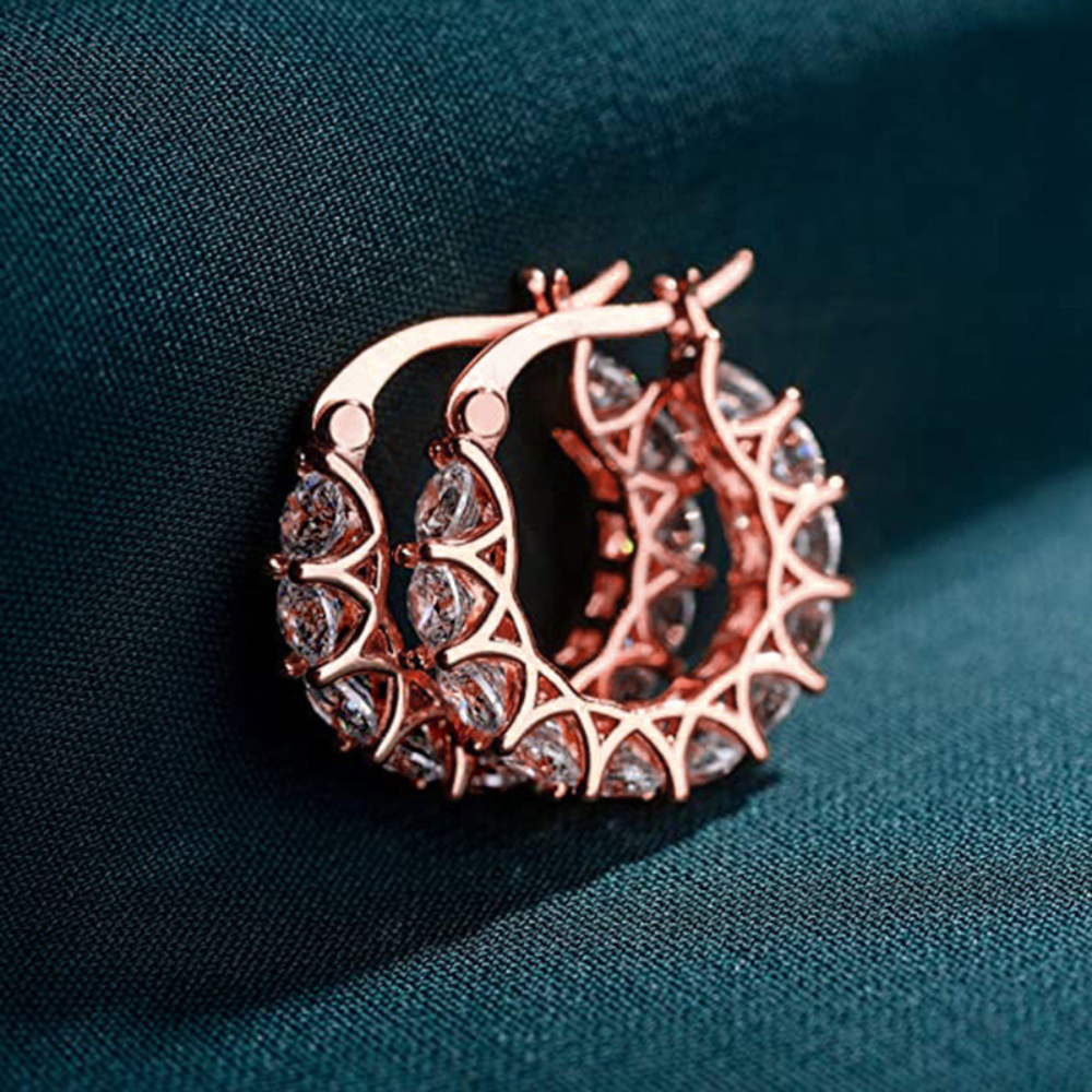 Zircon Hoop Earrings - Diamond Charm Hoops