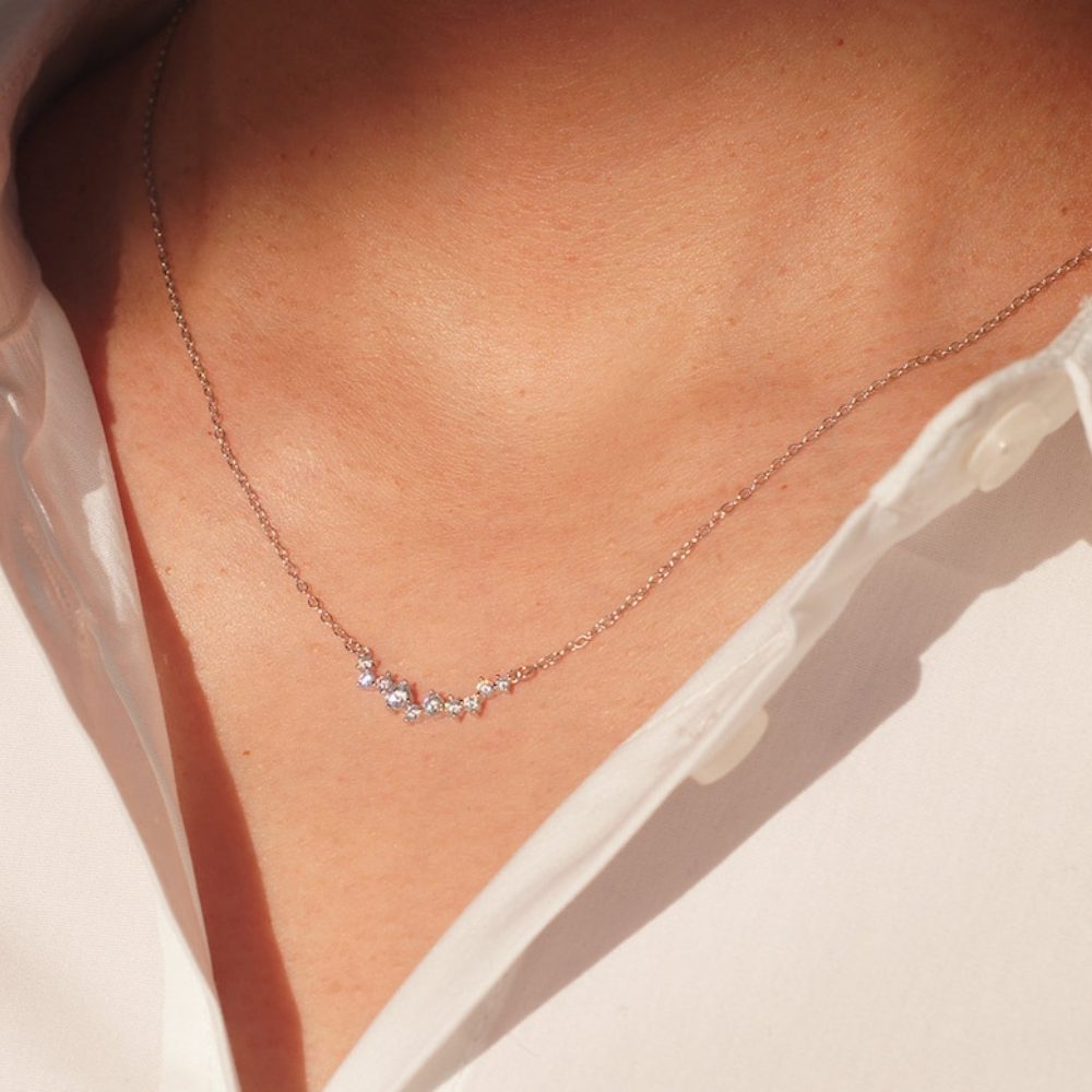 Diamond Smile Necklace - Delicate Diamond Necklace