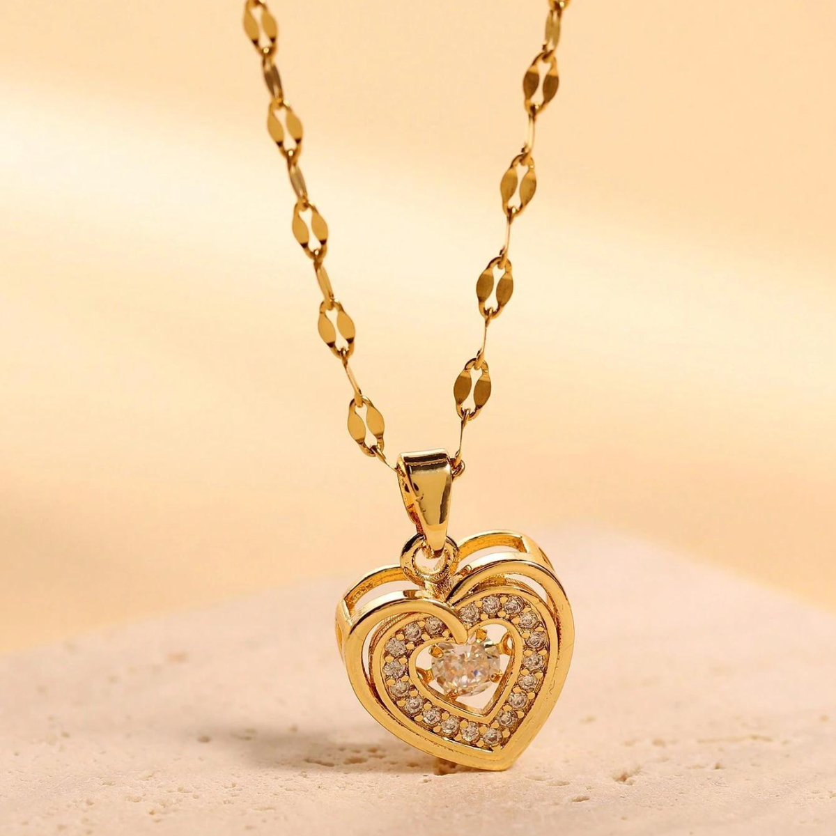Double Layer Necklace with Love Heart Pendant