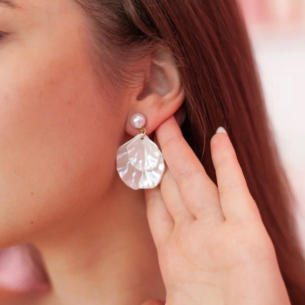 Starfish Shimmering Pearl - Dangling Starfish Earrings