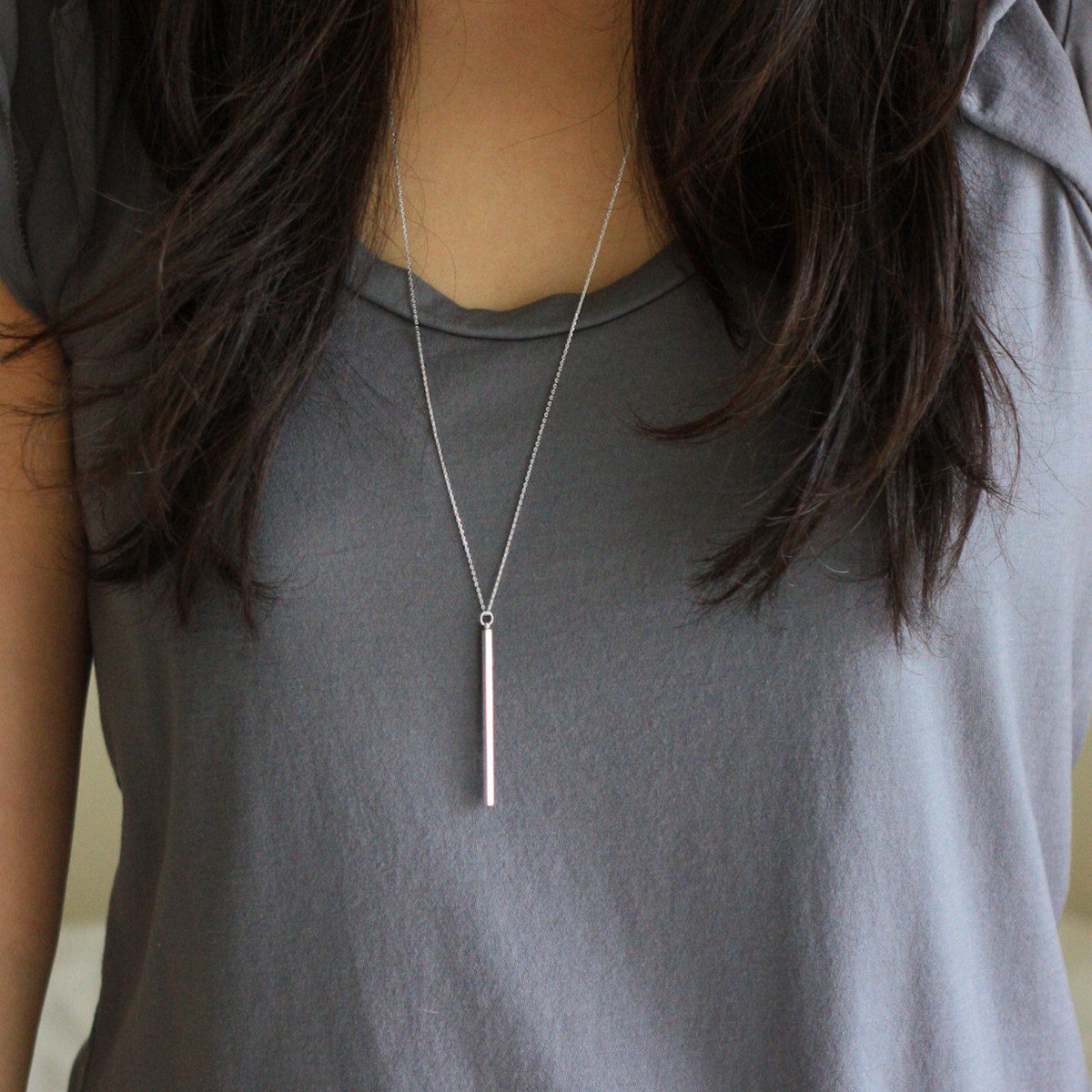 Stylish Bar Necklace - Vertical Bar Pendant