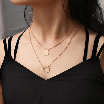 Round Pendant - Multi-Layered Necklace