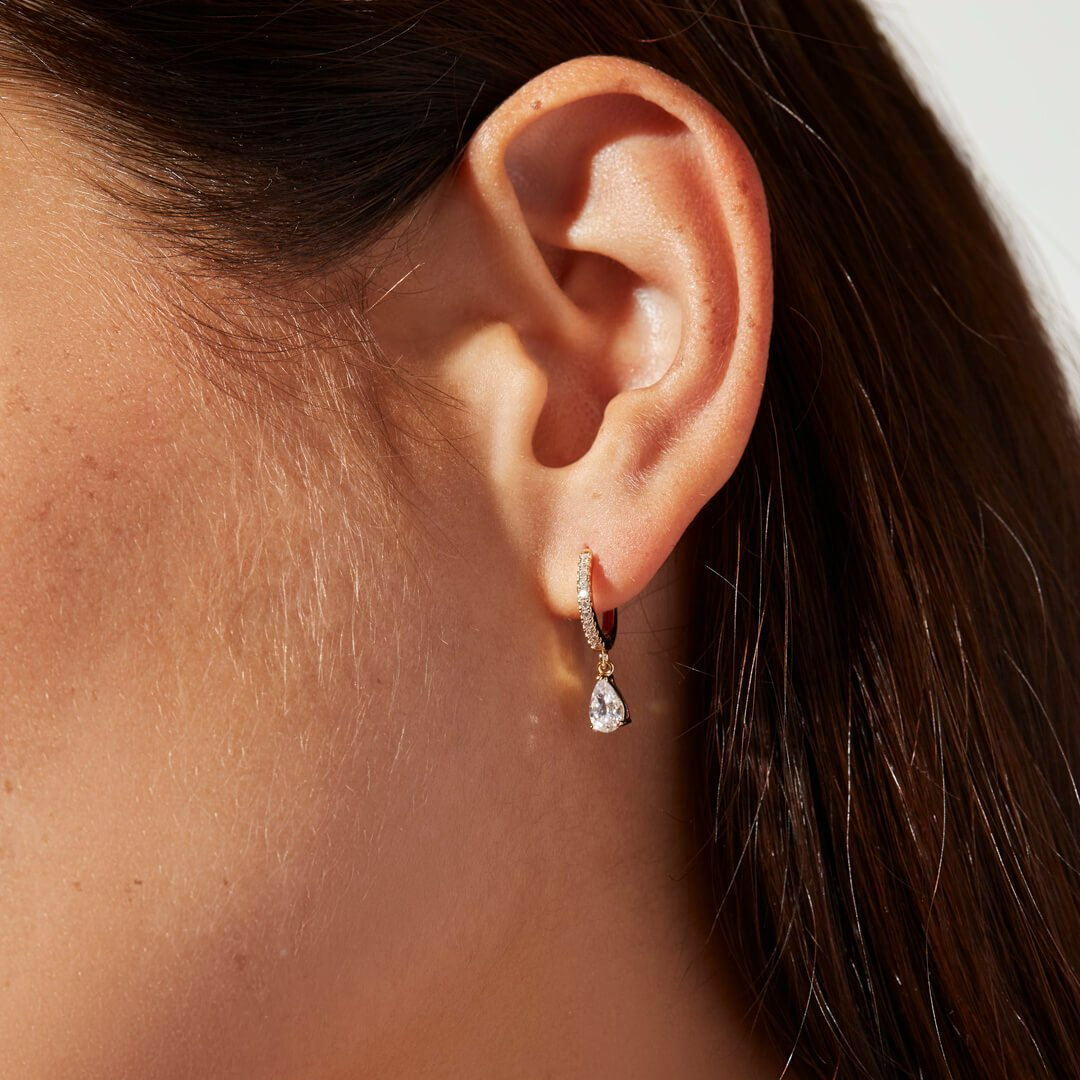 Sparkling Drop Earrings - Quality Zirconia Huggies