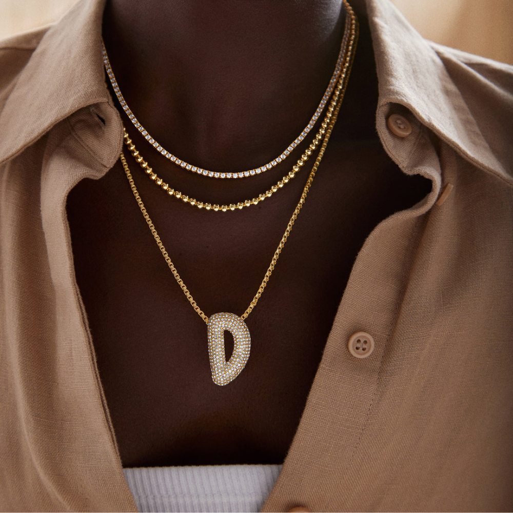 Dazzling Bubble Necklace - Set with Zirconia Letter