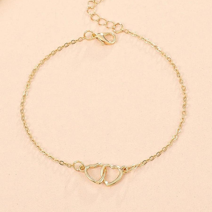 Minimalist Heart Ankle Bracelet - Heart Link Ankle Bracelet