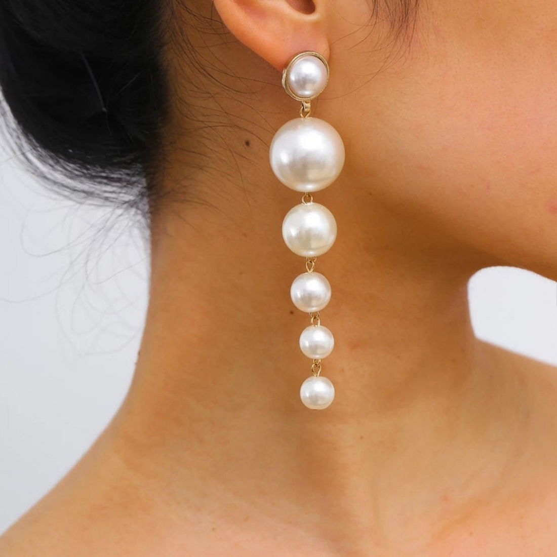Waterfall Pearl Earrings - Long Earrings with Pearls